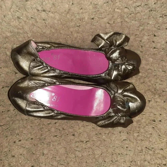 FERCA 81-Bronze Metallic Leather Ballet Pumps-Wood Spool Heels-Sz 38-Excellent - Picture 6 of 7